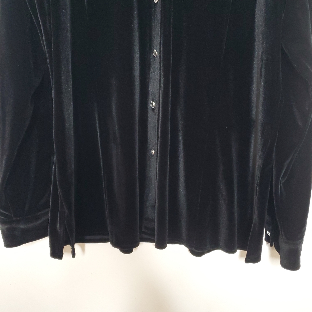 Vintage Quacker factory Velvet Shirt Sz XL Minimalist Velour Dark Academia Goth - Picture 6 of 11